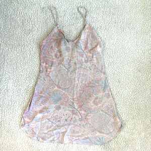 Vintage Jacalyn Bennett 100% Silk Chemise Nightgown Size M Paisley Pink Short